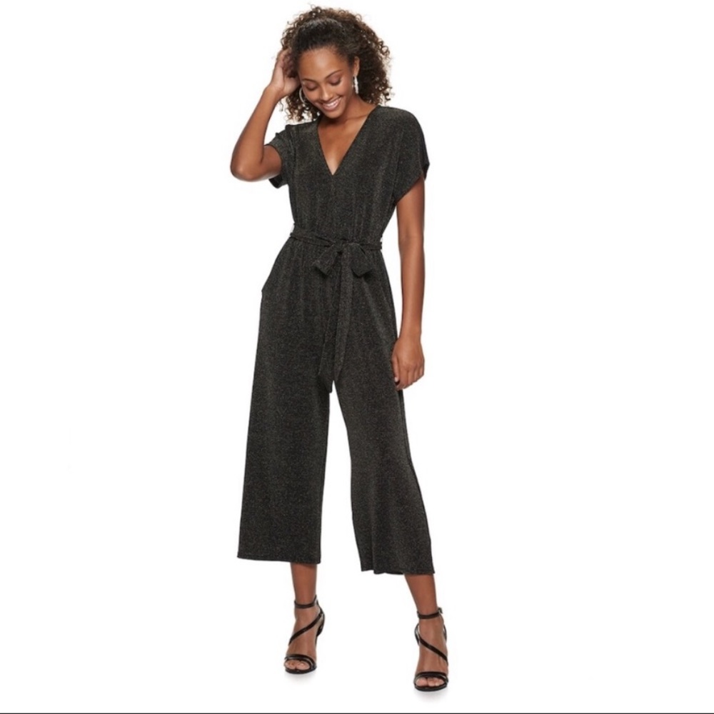 NWT sparkly belted wrap jumpsuit size small